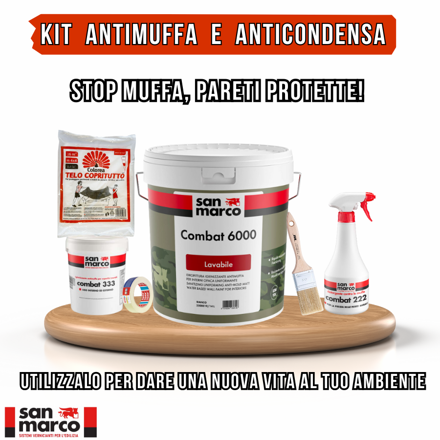 KIT PITTURA ANTIMUFFA ANTICONDENSA LAVABILE BIANCO SAN MARCO