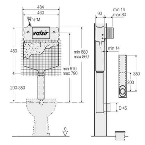 CASSETTA DI SCARICO VALSIR AD INCASSO TROPEA S