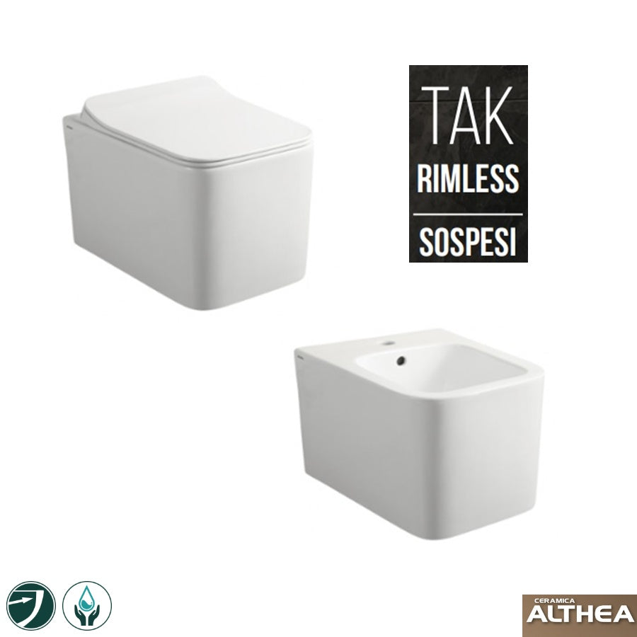 SANITARI SOSPESI CERAMICA ALTHEA SERIE TAK RIMLESS cm.52x36